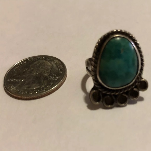 Vintage ring malachite sterling boho free jewelry - Picture 7 of 8